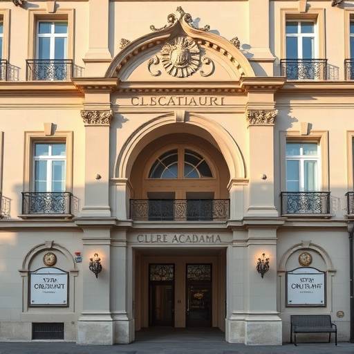 Fachada del edificio donde se ubica la academia Oratoria Brillante en la Calle de Alcalá, Madrid.